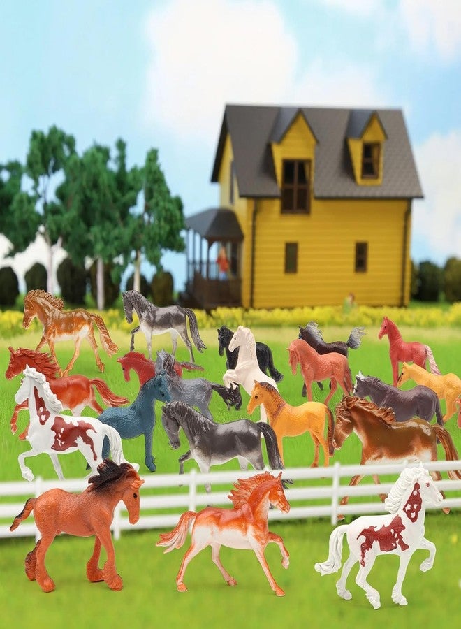 DOITEM 20PCS Tiny Horse Figurines Toy Set, Plastic Pony Small Foal Figures, Birthday Gift Cupcake Horse Cake Topper for Kids Toddlers - Image 5